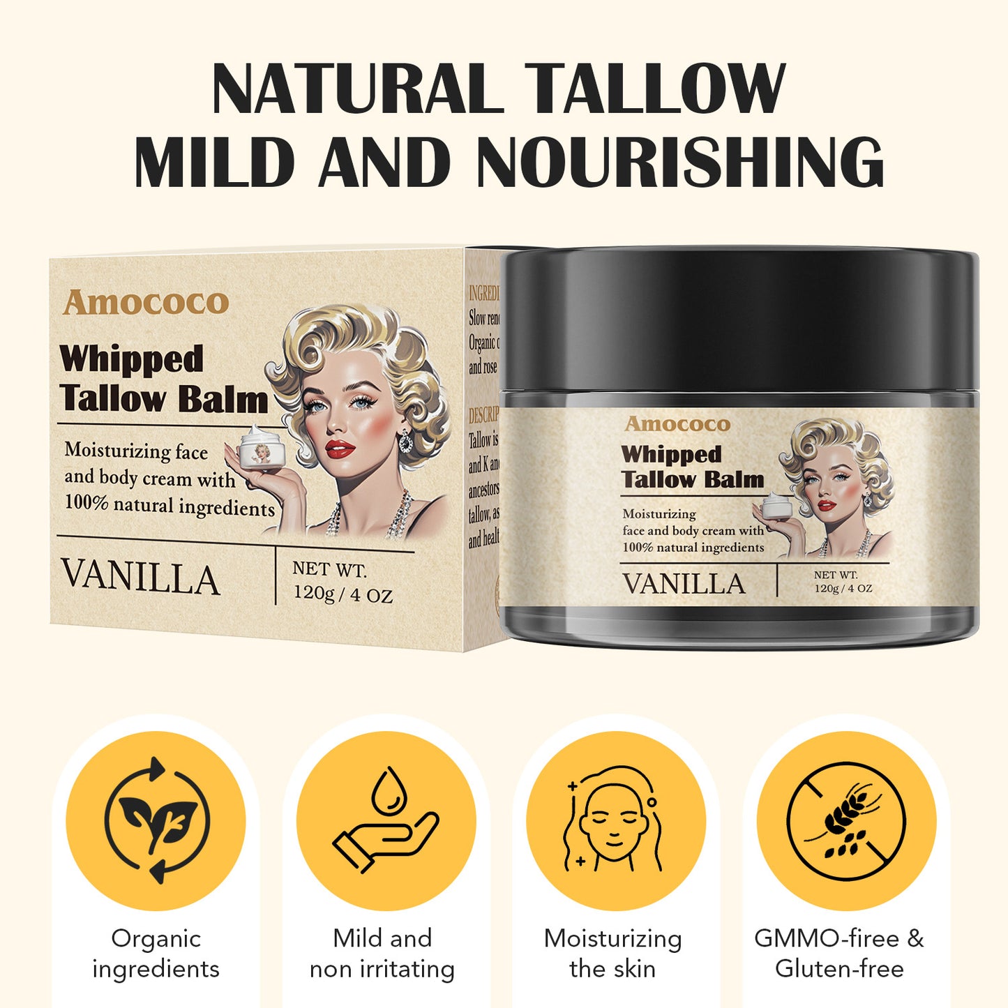 Whipped Tallow Balm | Deep Hydration & Soothing Natural Beauty Cream